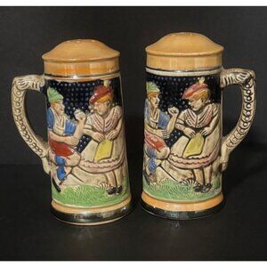 Vintage MCM German Nikoniko Import Salt & Pepper Shakers Ceramic Hand-Painted